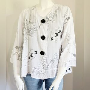 [1X] Toni T Black & White A-Line 3/4 Sleeve Jacket